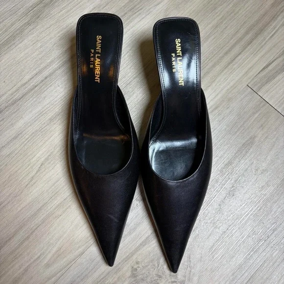 Saint Laurent Black Pointed Heels - Picture 2 of 8